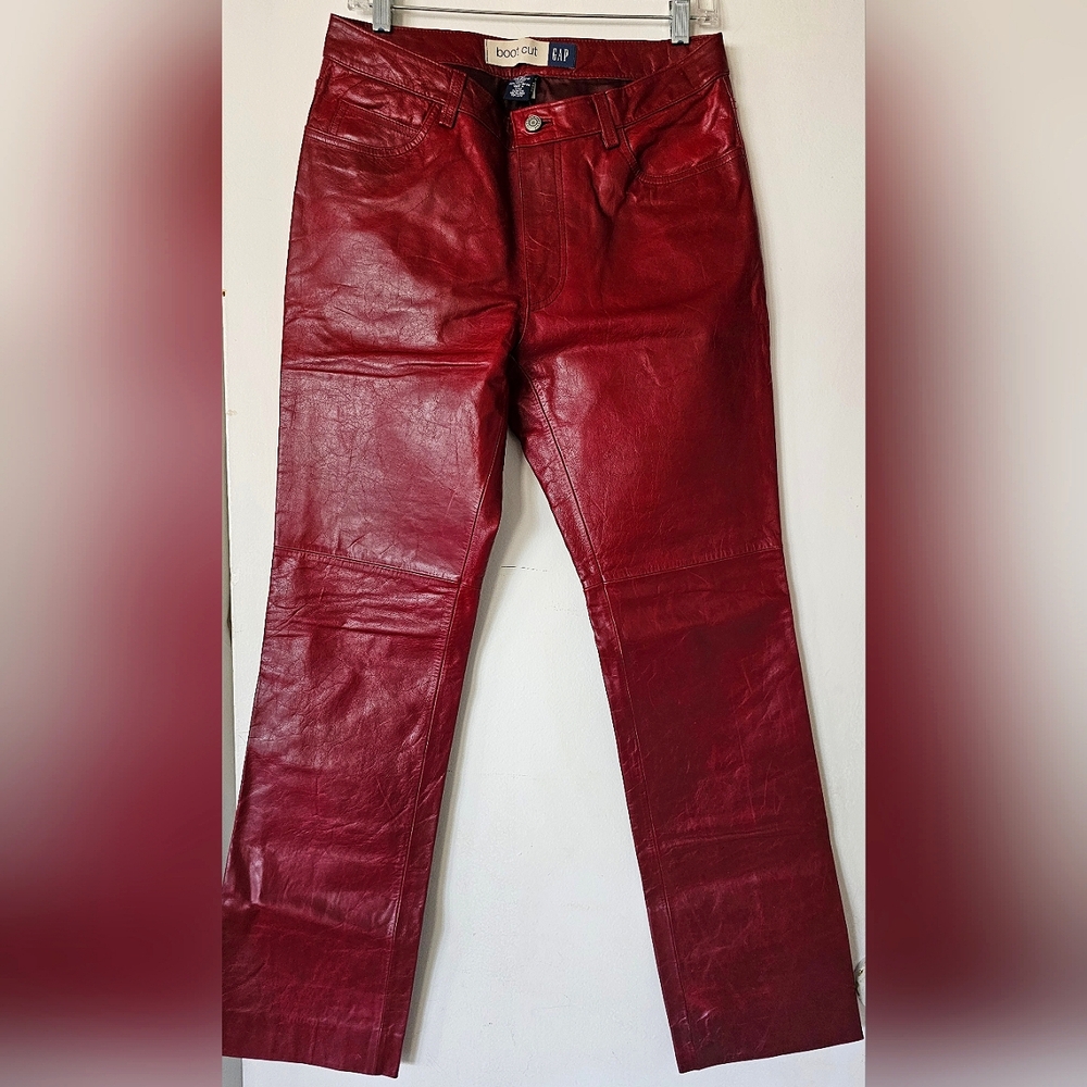 GAP Genuine Leather Burgundy Pants Size 8